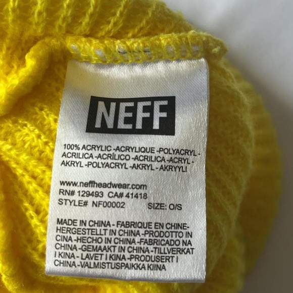 2010s Neff Bright Yellow Ribbed Beanie - Picture 3 of 5